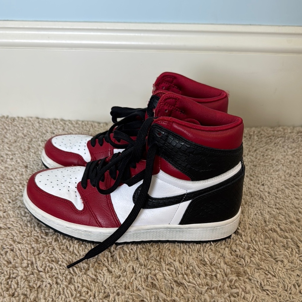 Red and Black High-Top Jordans